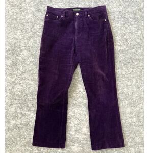 Vintage Ralph Lauren Corduroy Jean Pants Womens Size 8 Wide Leg Boho Purple